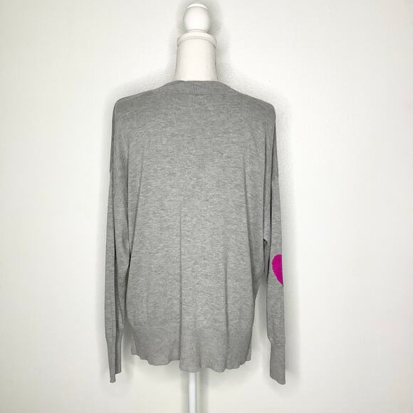 Crown & Ivy Gray Multicolor Heart Sweater Oversized Fit Small - Picture 5 of 7